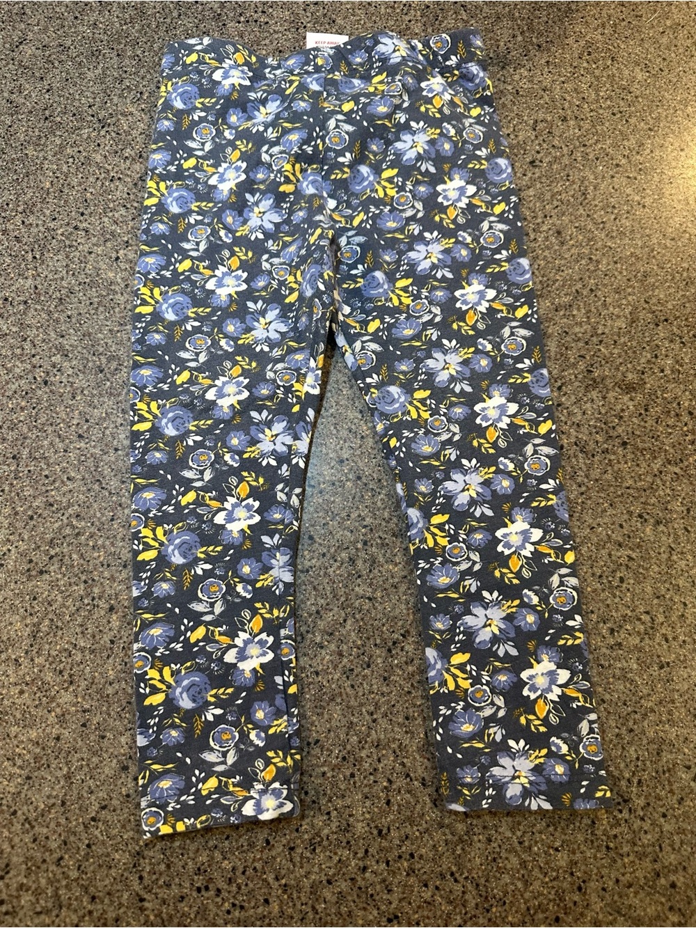 Floral Print Leggings - Blue & Yellow Flowers